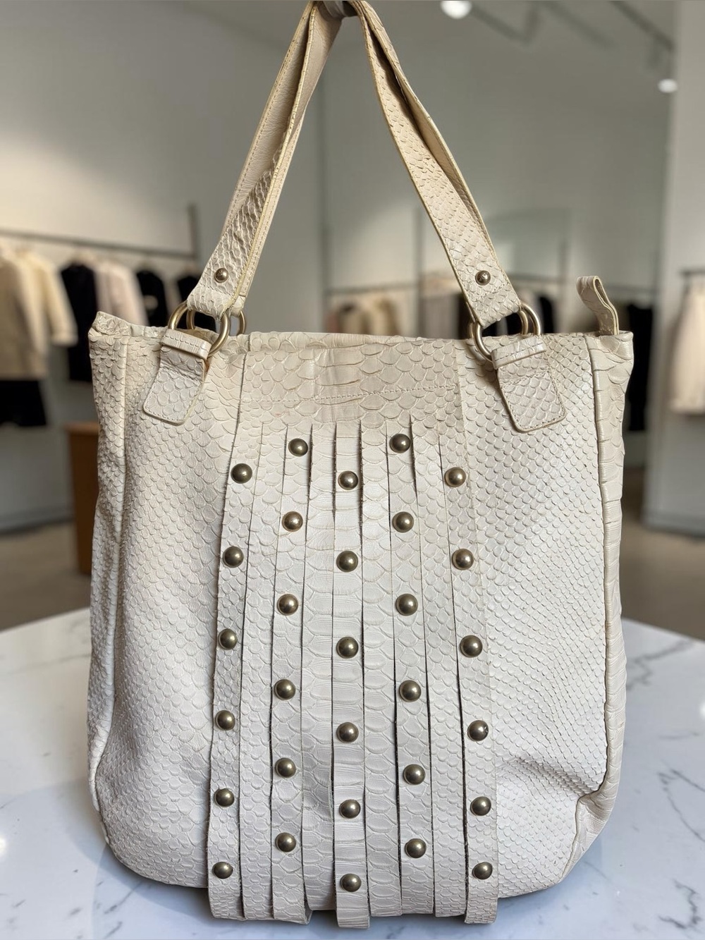 Furla Unique Rare Vintage Python Leather Tote Bag